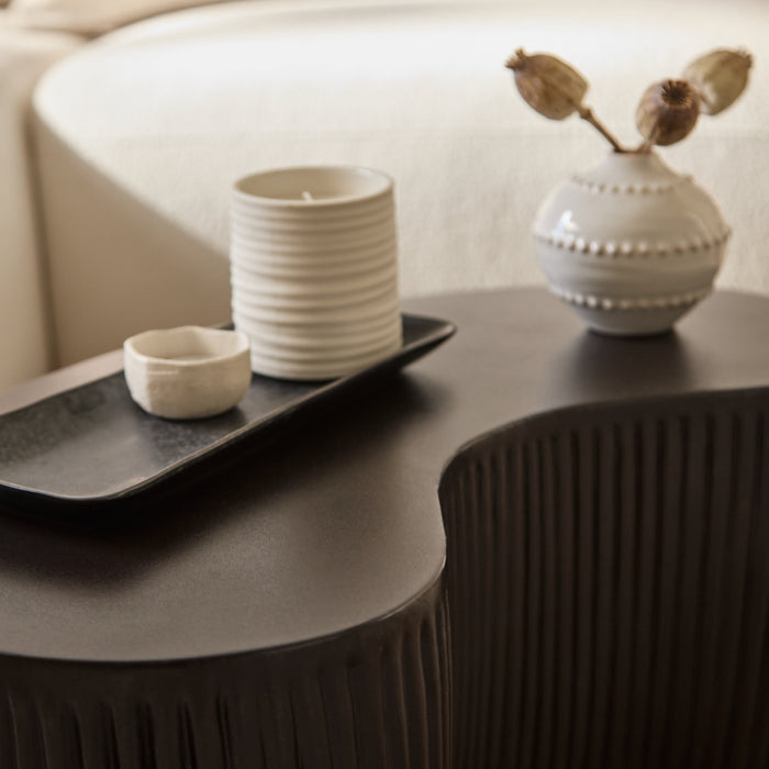Sohan 61cm Kidney Concrete Coffee Table - Lava Black - Laura James