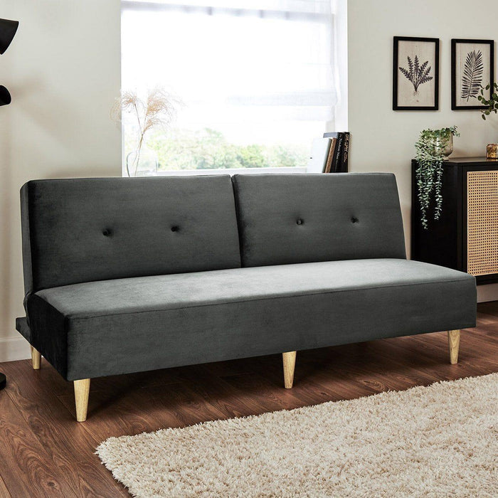 Outlet - Tamsin click clack sofa bed - grey velvet - Laura James Outlet - Tamsin click clack sofa bed - grey velvet - Laura James