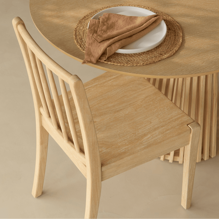 Amelia Extendable Whitewash Oval Dining Table Set  - 6 Seater - Tilly Natural String Dining Chairs - Whitewash Oak Legs - Laura James