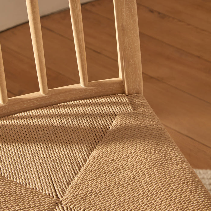 Tilly Natural String Dining Chairs - Set of 2 - Whitewash Oak Legs - Laura James