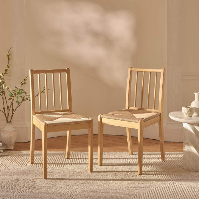 Tilly Natural String Pale Oak Dining Chairs - Set of 2 - Laura James