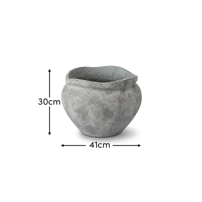 Outlet - Tomar Fiber Cement 29.5cm Wide Garden Planter - Rustic Grey