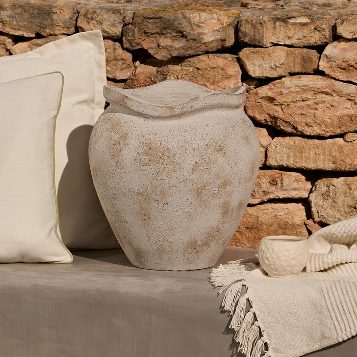 Tomar Fiber Cement 38.5cm Planter - Rustic White - Laura James