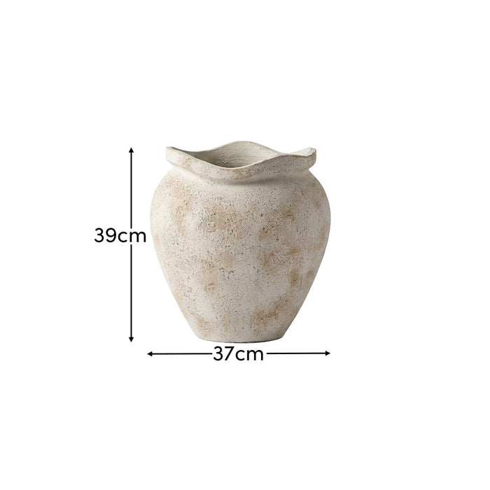 Tomar Fiber Cement 38.5cm Planter - Rustic White - Laura James