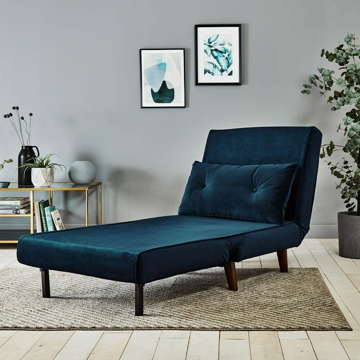 Outlet - Una single sofa bed - blue - velvet - Laura James