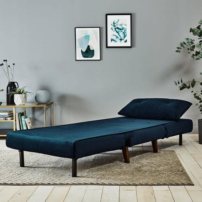 Outlet - Una single sofa bed - blue - velvet - Laura James