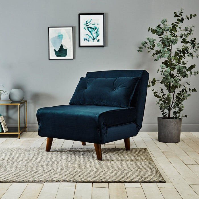 Outlet - Una single sofa bed - blue - velvet - Laura James