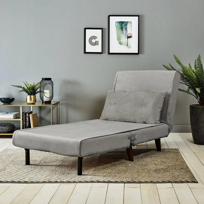 Una single sofa bed - grey - velvet - Laura James