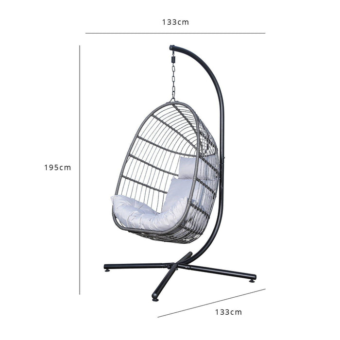 Wick hanging egg chair - dark grey rattan - Laura James