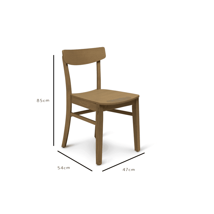 Wooden Dining Chair - Set of 2- Pale Oak - Laura James