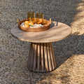 Willow Round Wooden Garden Coffee Table - Brushed Light Acacia - Laura James