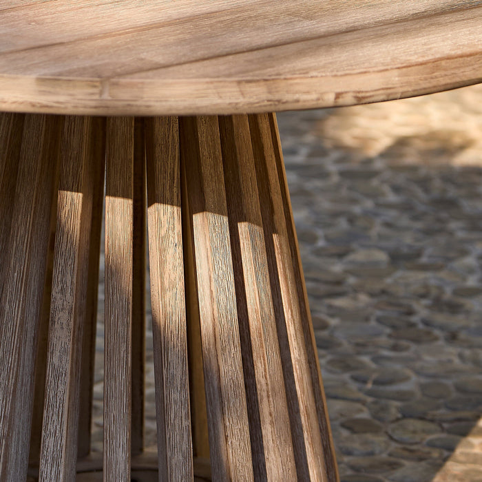 Willow Round Wooden Garden Coffee Table - Brushed Light Acacia - Laura James