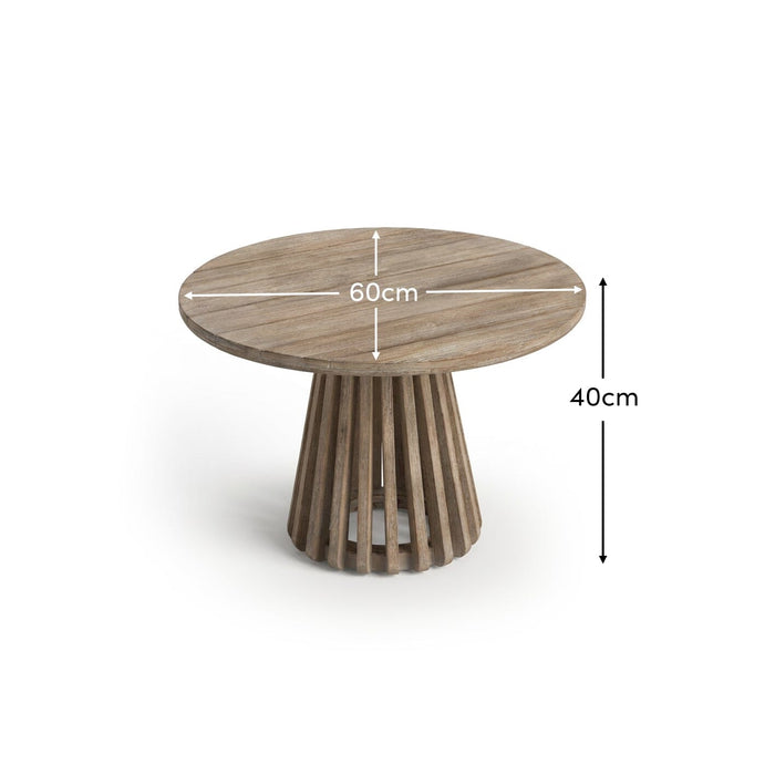 Willow Round Wooden Garden Coffee Table - Brushed Light Acacia - Laura James