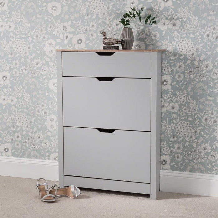 Outlet – Windsor shoe cabinet - 3 door - grey - Laura James
