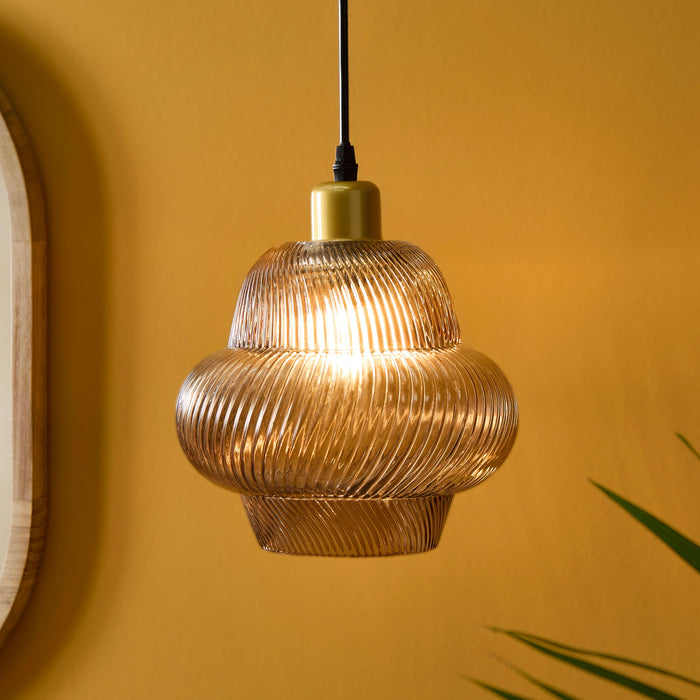 Pimlico 22cm Glass Pendant Light - Gold - Laura James