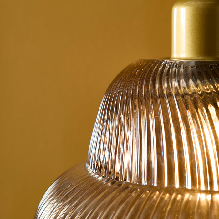 Pimlico 22cm Glass Pendant Light - Gold - Laura James