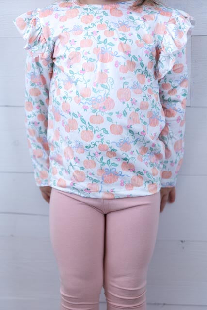 Pretty Pumpkins LS Ruffle Tee