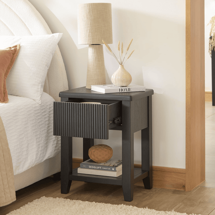 Raleigh Black 1 Drawer Bedside Table
