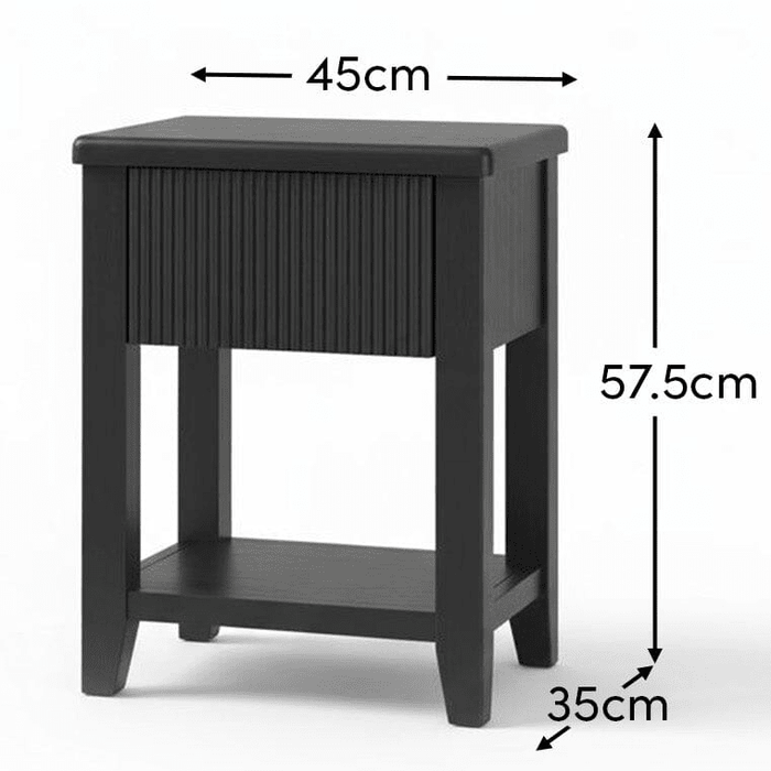 Raleigh Black 1 Drawer Bedside Table