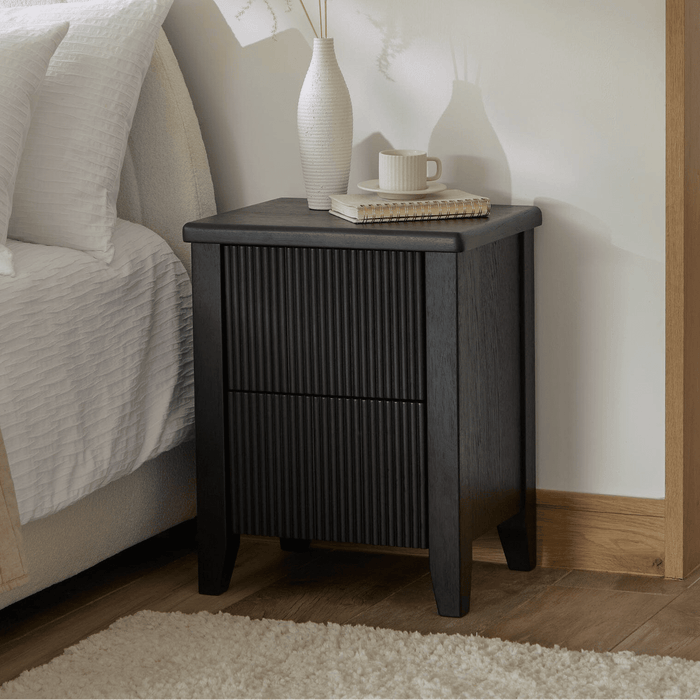Raleigh Black 2 Drawer Bedside Table