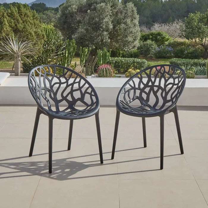 Raquel Black Plastic Garden Chairs - Set of 2 - Laura James