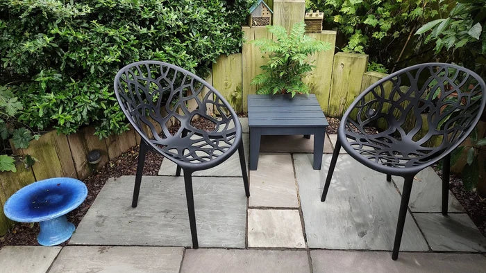 Raquel Black Plastic Garden Chairs - Set of 2