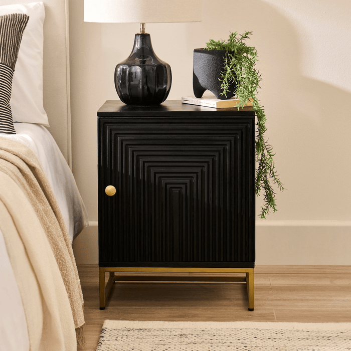 Rayna Black 1 Door Right Bedside Table