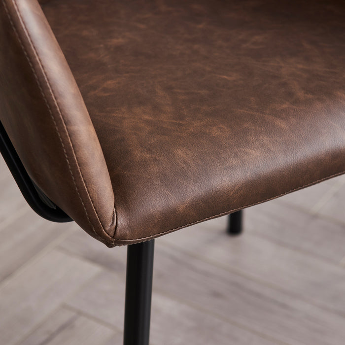 Reagan Leather Carver Chairs - Set of 2 - Saddle Brown - Laura James
