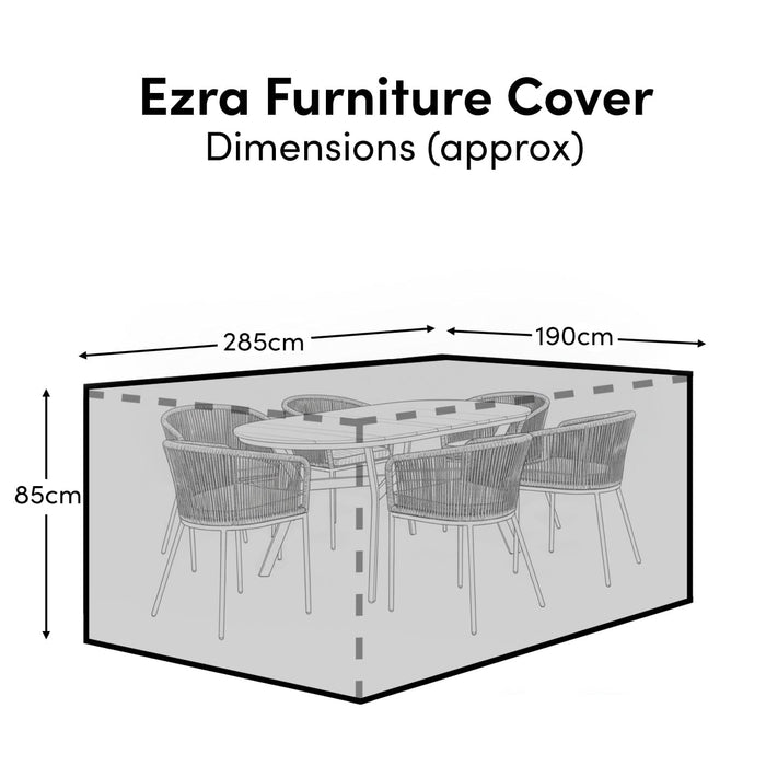 Ezra 6 Seater Oval Wooden Garden Dining Set with 6 Hali Natural Rope Chairs - Laura James