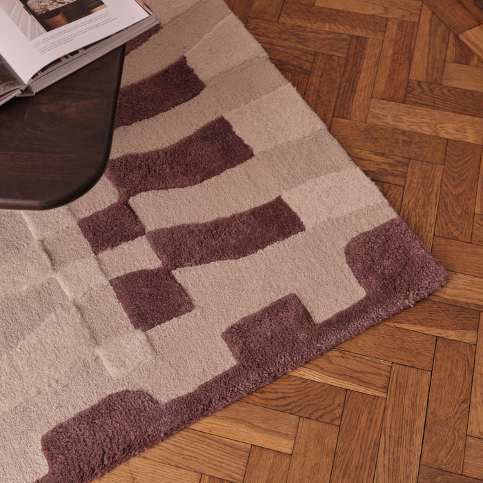 Redburn 120x170cm Wool/ Cotton Rug - Burgundy Red and Natural - Laura James