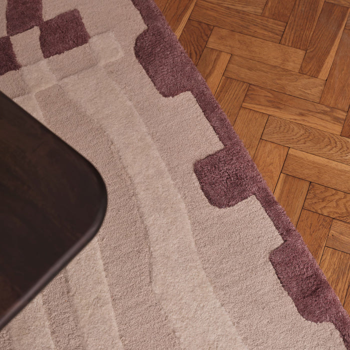 Redburn 120x170cm Wool/ Cotton Rug - Burgundy Red and Natural - Laura James