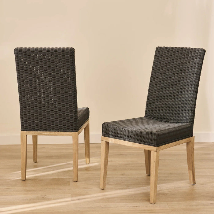 Reid Slate Grey Dining Chairs - Set of 2 - Whitewash Mindi Wood Legs - Laura James