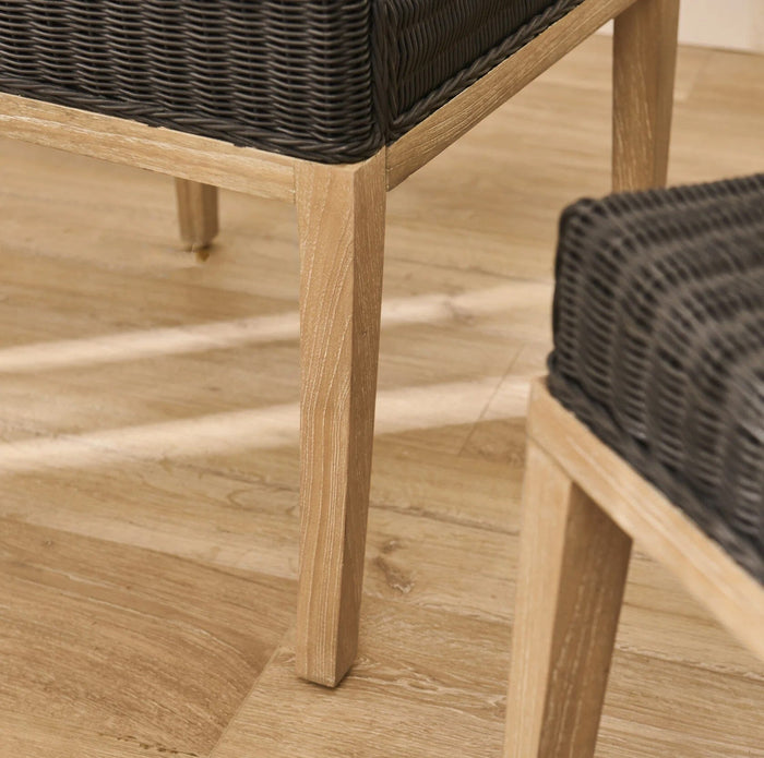 Reid Slate Grey Dining Chairs - Set of 2 - Whitewash Mindi Wood Legs - Laura James