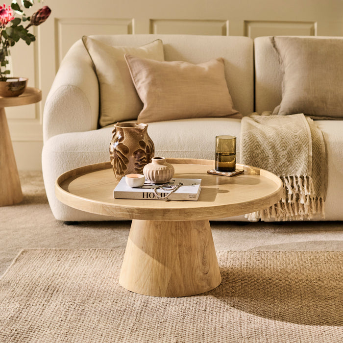 Rhiannon 75cm Round Coffee Table - Whitewash Oak - Laura James