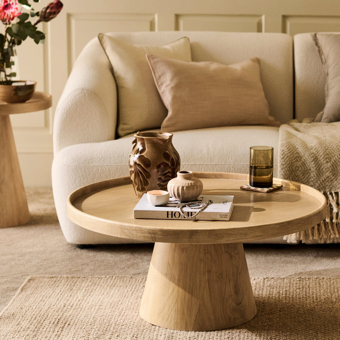 Rhiannon 75cm Round Coffee Table - Whitewash Oak - Laura James