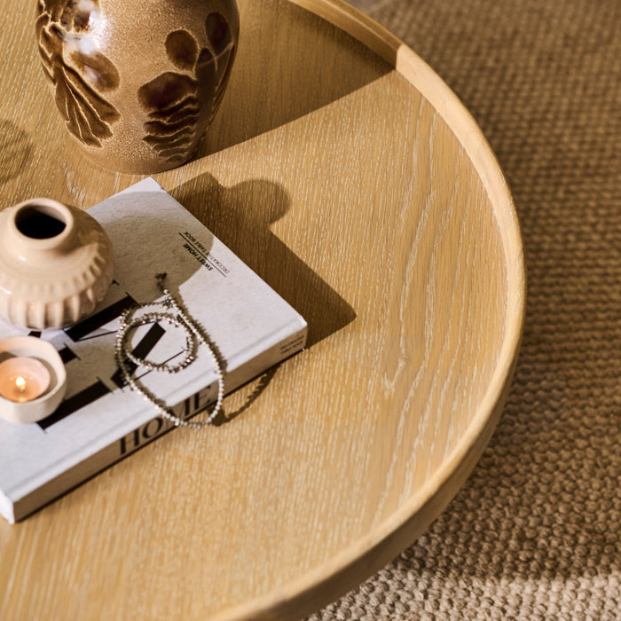 Rhiannon 75cm Round Coffee Table - Whitewash Oak - Laura James