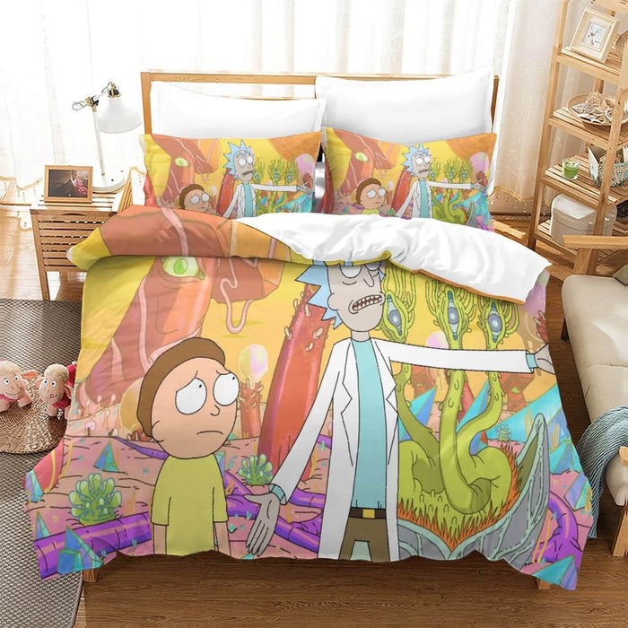 Rick and Morty Pattern Bedding Set Quilt Cover Without Filler