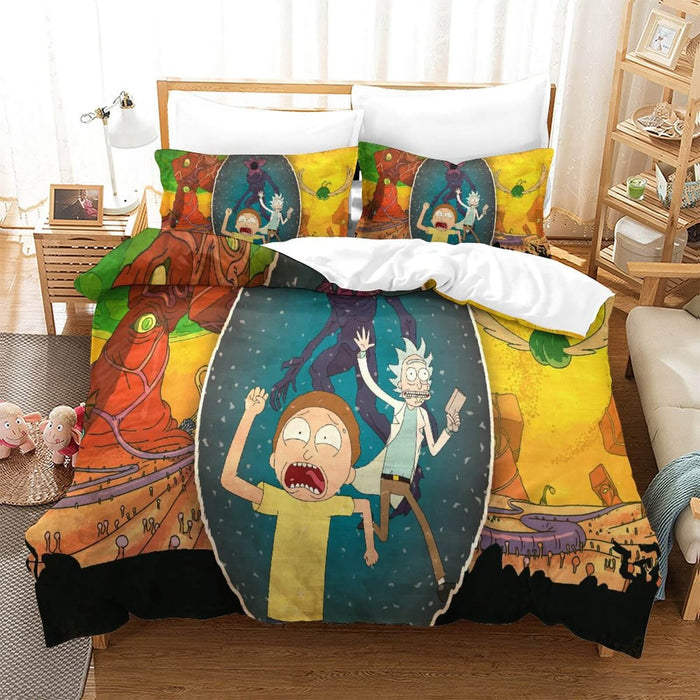 Rick and Morty Pattern Bedding Set Quilt Cover Without Filler