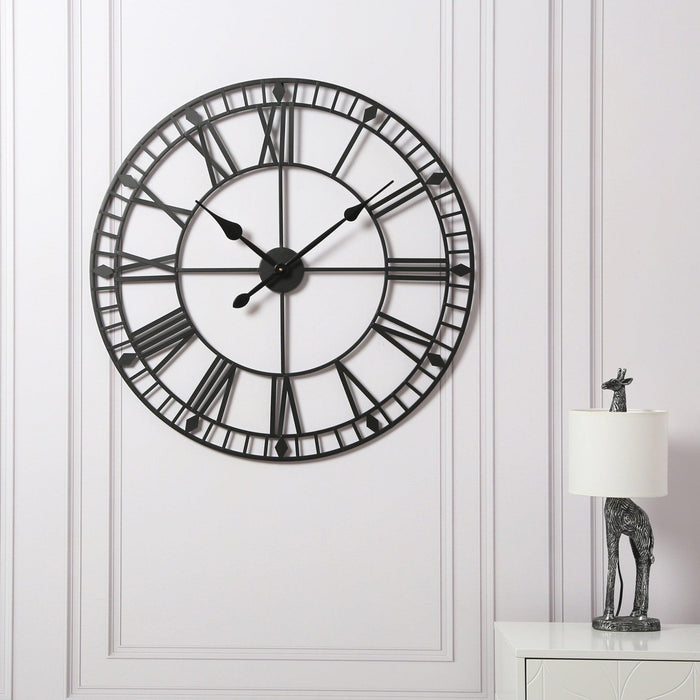 Riseley 80cm Metal Skeleton Wall Clock - Black - Laura James