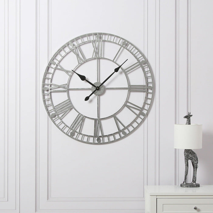 Skeleton Clock – Silver – 80cm - Laura James