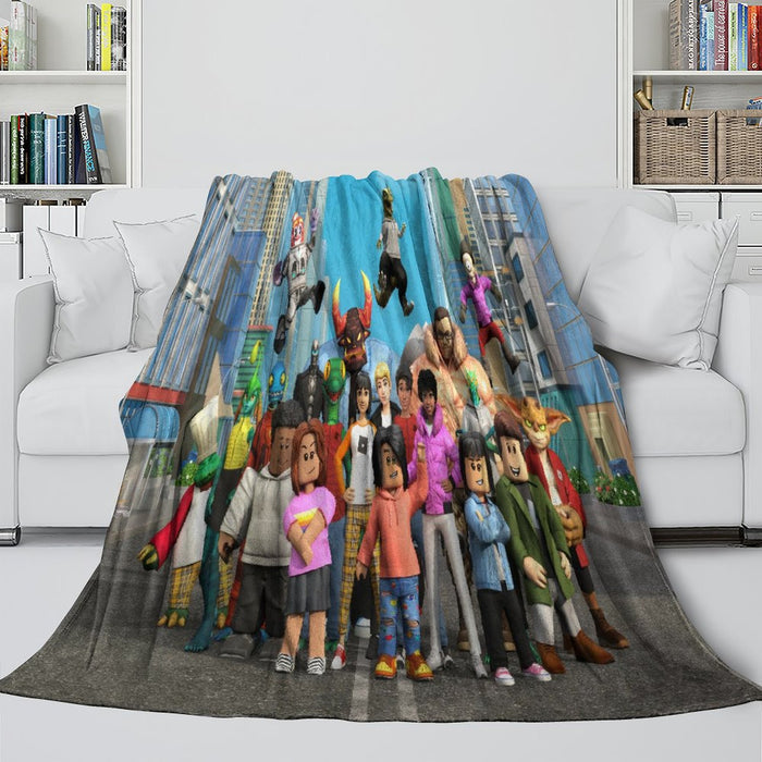 Roblox Blanket Flannel Pattern Throw Kids Room Decoration