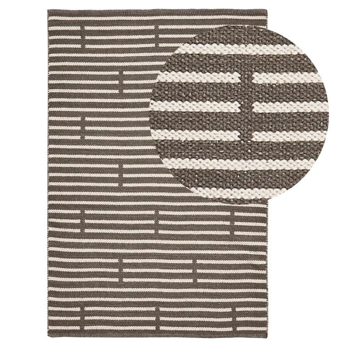 Rushall Moss Green Striped Wool and Cotton Rug - Laura James