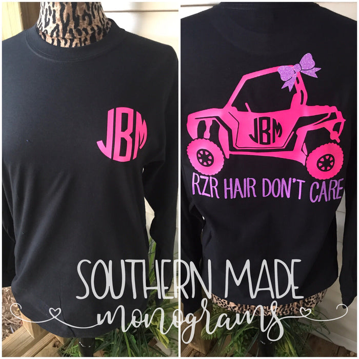 RZR Hair Don't Care Monogrammed Tshirt -  Choose all your colors