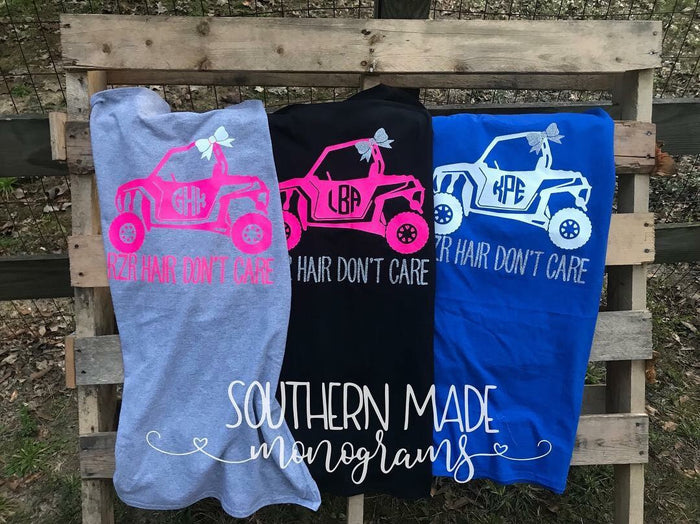 RZR Hair Don't Care Monogrammed Tshirt -  Choose all your colors