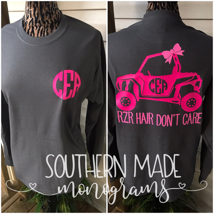 RZR Hair Don't Care Monogrammed Tshirt -  Choose all your colors