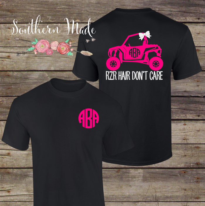 RZR Hair Don't Care Monogrammed Tshirt -  Choose all your colors