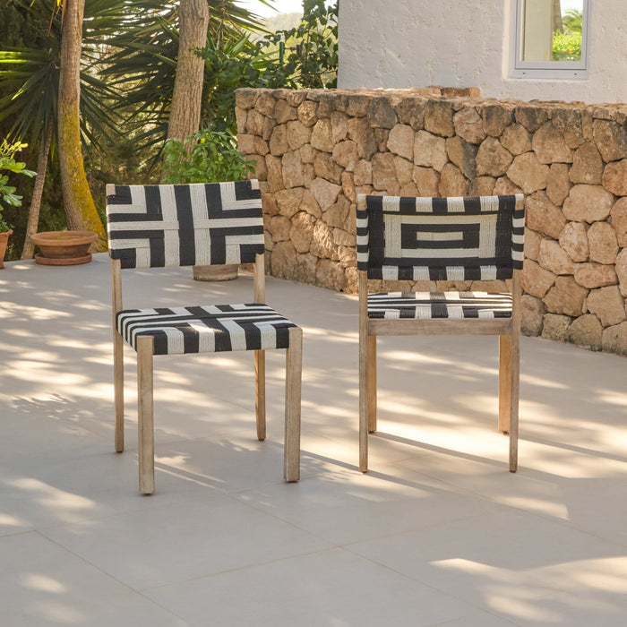 Saffron Brushed Light Acacia Garden Chair - Set of 2 - Beige/Black Laura James