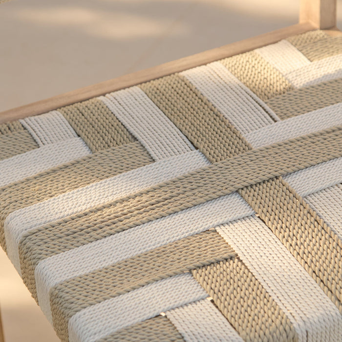Saffron Brushed Light Acacia Garden Chair - Set of 2 - Beige/Natural Rope - Laura James