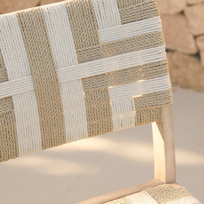 Saffron Brushed Light Acacia Garden Chair - Set of 2 - Beige/Natural Rope