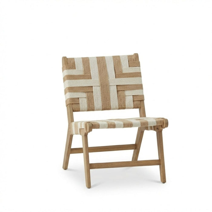 Saffron White Acacia Occasional Chair - Beige/Natural Rope - Laura James